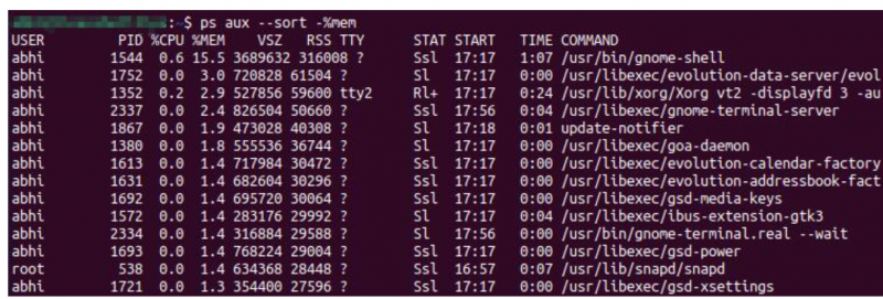 云服务器在Linux中CPU和内存使用前10的进程